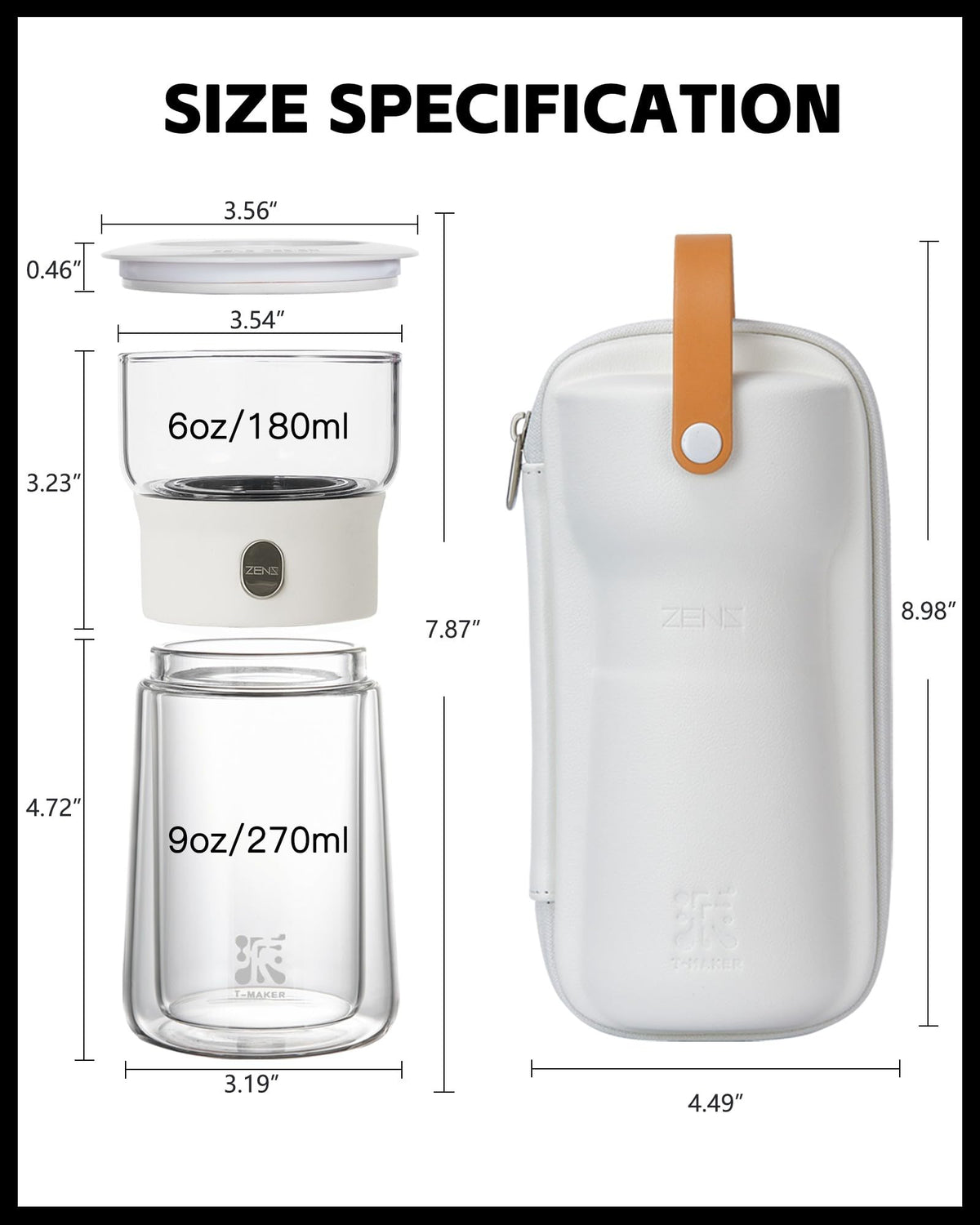 ZENS bottom insulated tea cup keeps tea hot longer for outdoor picnics.
