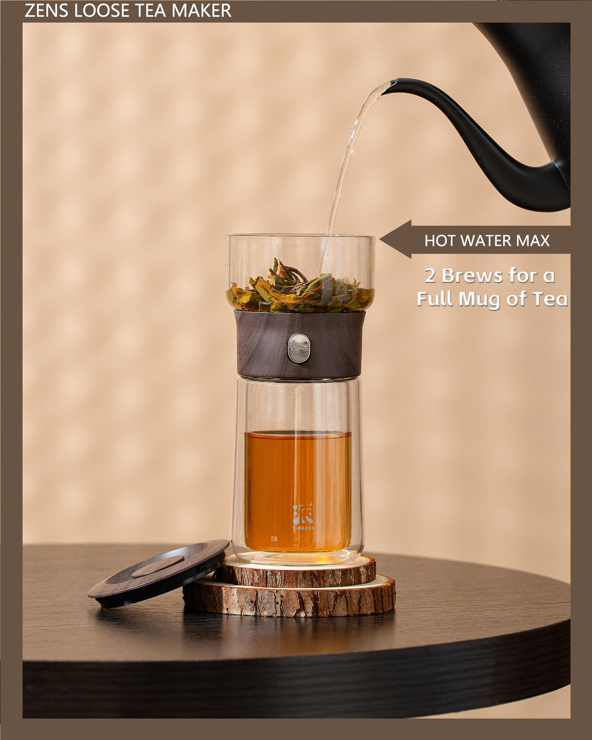 ZENS built-in infuser with 316 stainless detail for clean, flavor-forward pours