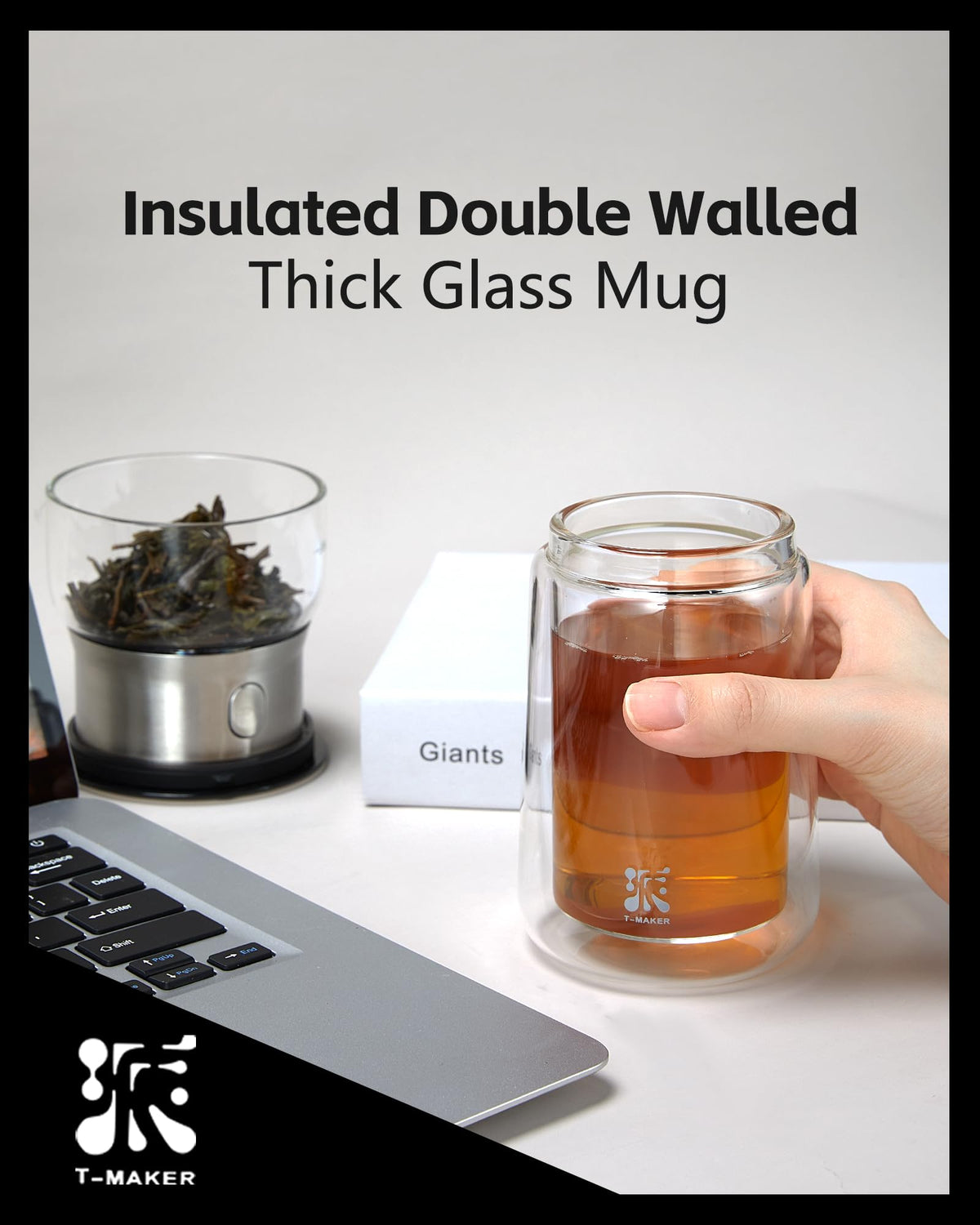 ZENS double-walled mug keeps tea hot and fingers cool during sipping.