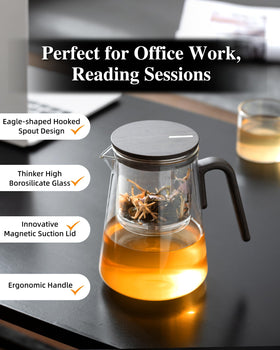 ZENS enchanted glass teapot body shows tea clearly as it steeps.