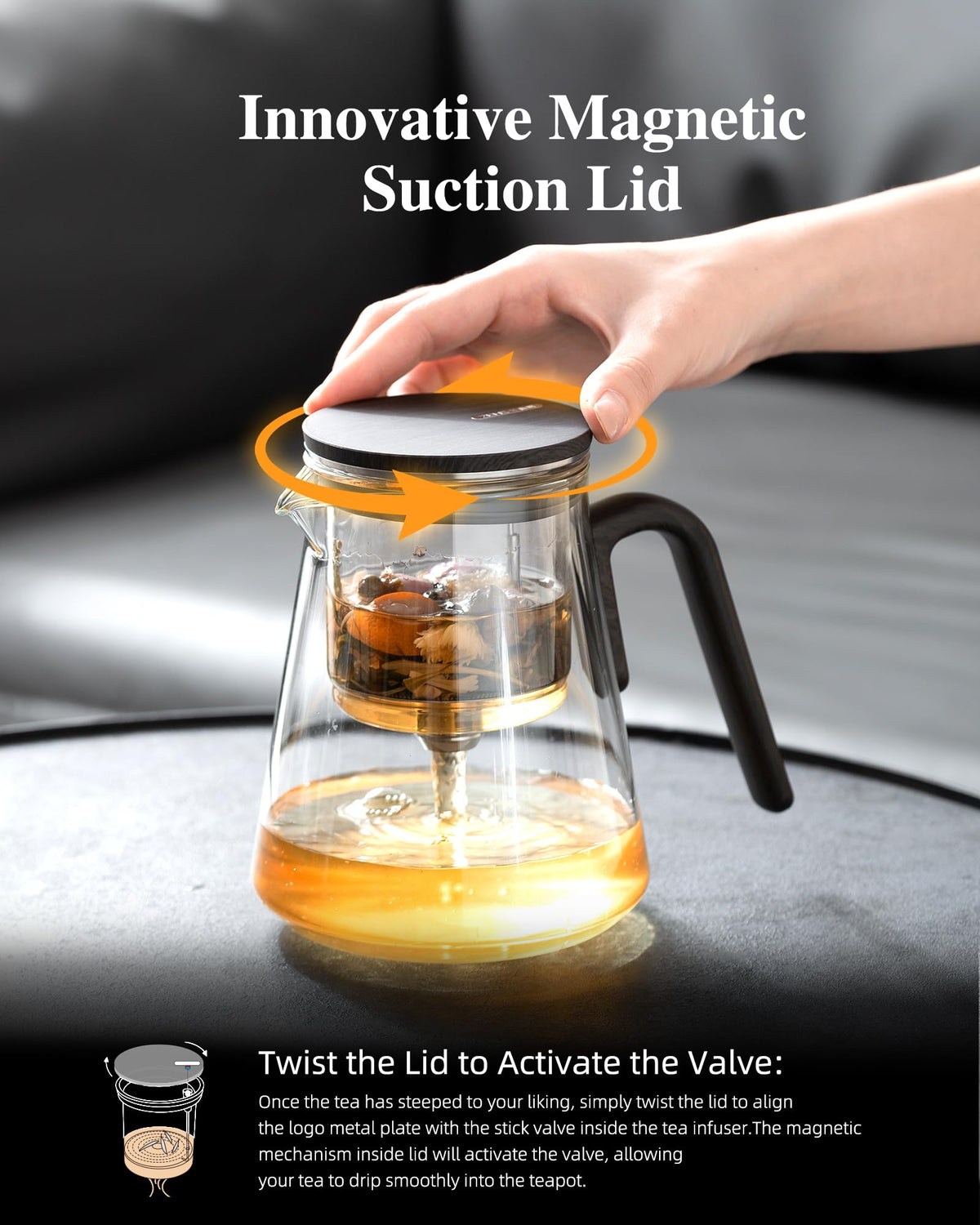 ZENS glass teapot with glass infuser for loose leaf tea