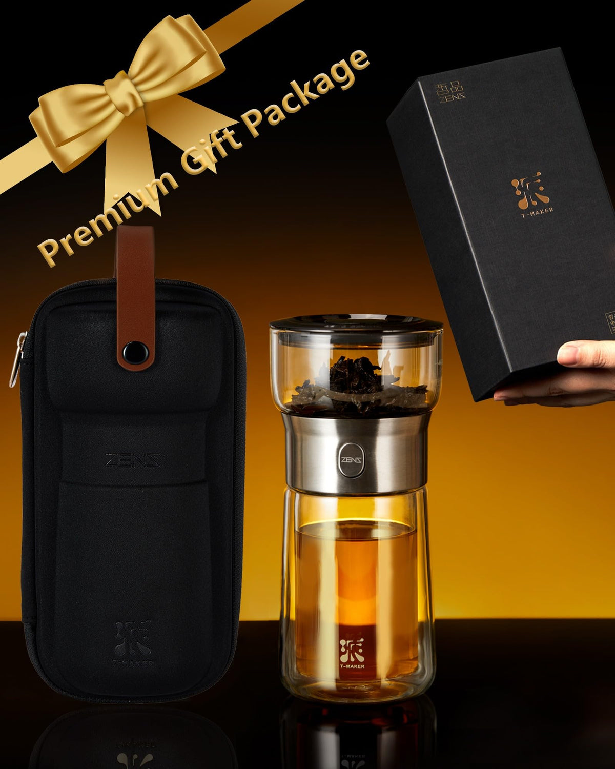 ZENS glass infuser pot suited for home, office, or cozy tea ceremonies.
