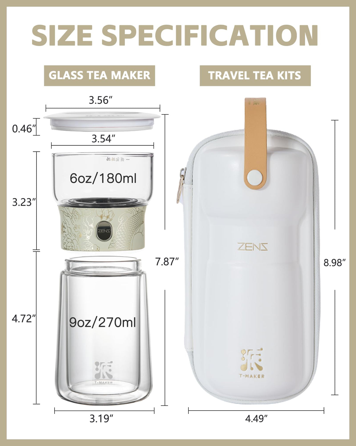 ZENS heat-resistant borosilicate glass ensures durable, clean tea prep.
