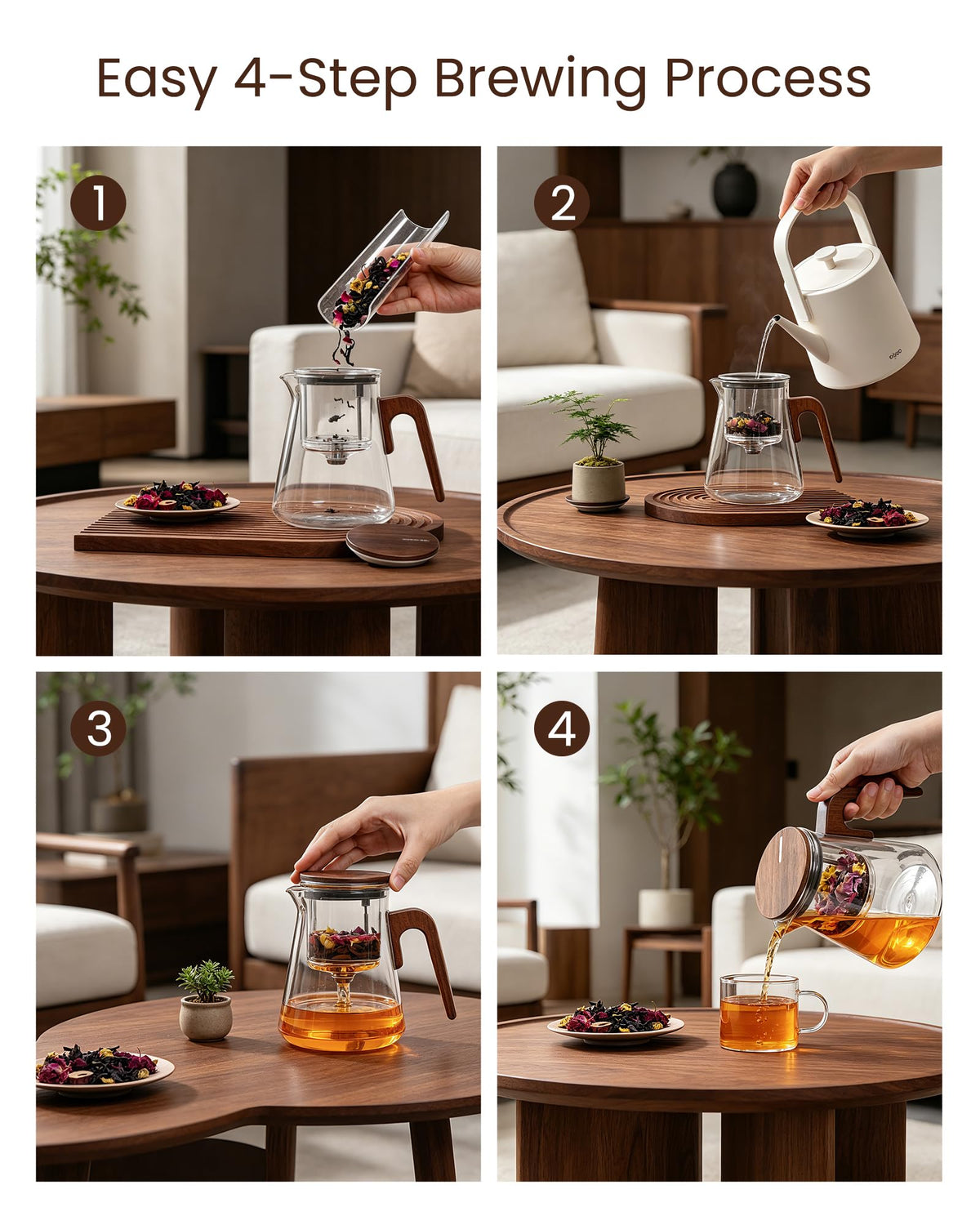 ZENS high borosilicate glass body reveals tea color while withstanding heat changes.