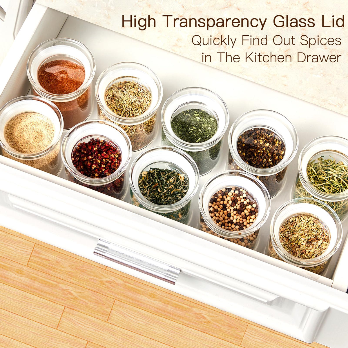 ZENS kitchen counter display provides organized, spill-free storage