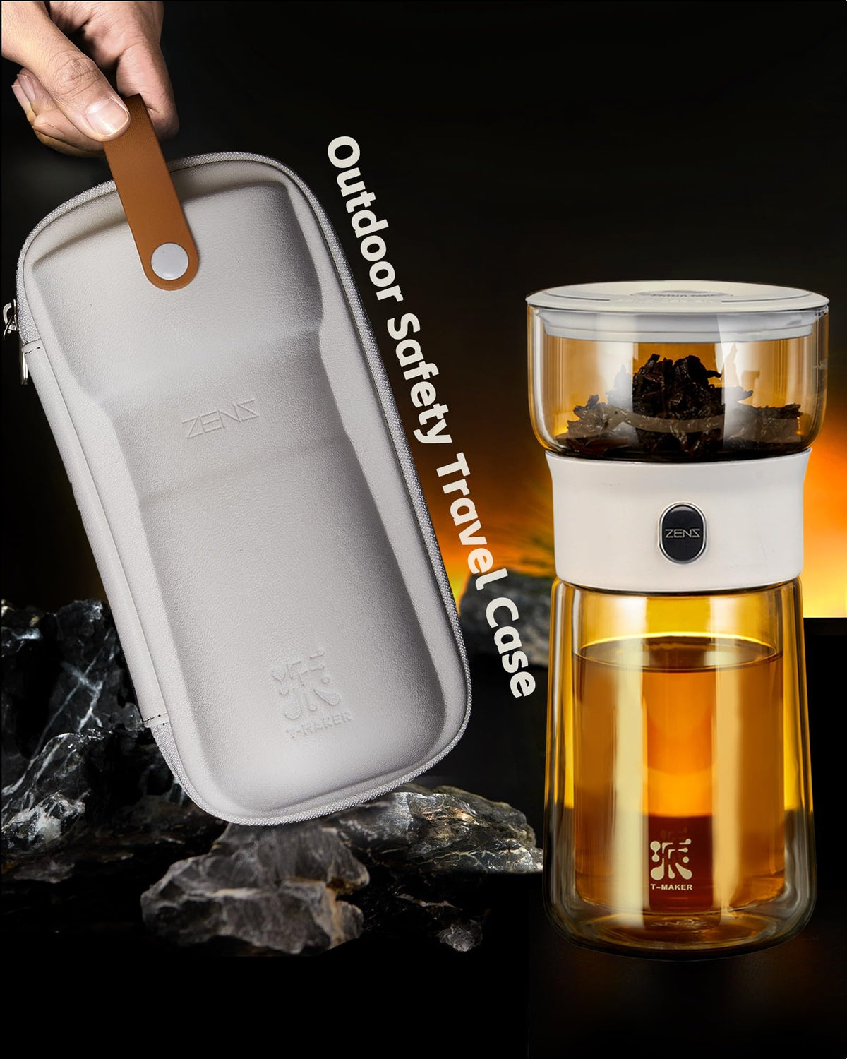 ZENS lid doubles as a coaster to hold the infuser safely.