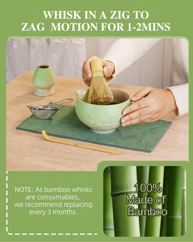 ZENS matcha spoon and whisk holder complement the setup for neat prep.