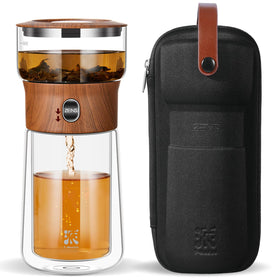 ZENS modern glass infuser teapot enables effortless one-touch brew.