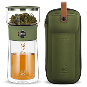 ZENS modern glass infuser teapot pouring with one touch convenience for tea lovers