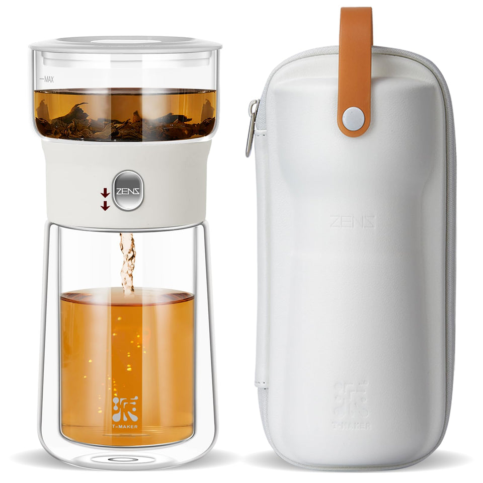 ZENS modern glass tea pot with infuser for clear, flavorful loose-leaf tea brewing at home.