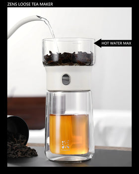 ZENS one-touch pouring tea press enables mess-free, quick brews with minimal effort.