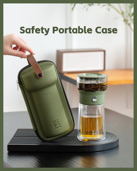 ZENS one touch tea maker with mug demonstrates mess free brewing at home or office
