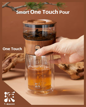 ZENS one-touch tea maker with mug ensures quick, spill-free brewing.