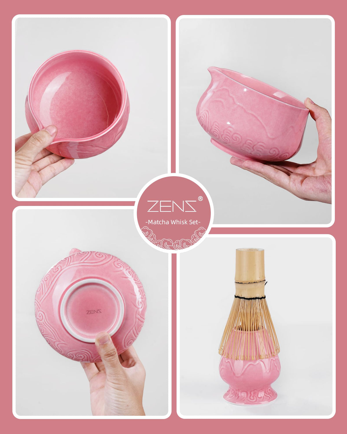 ZENS pink tea mat provides a non-slip prep surface
