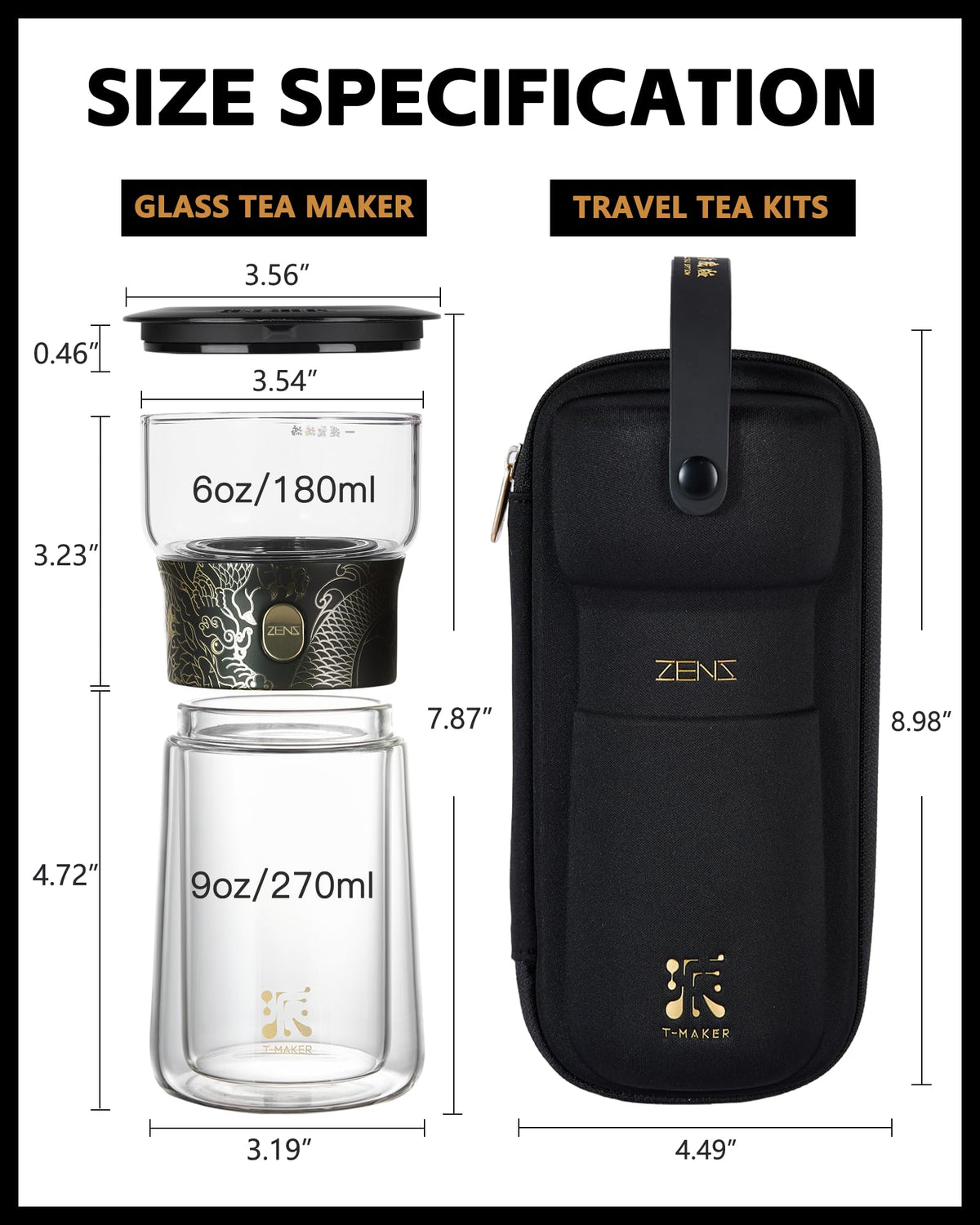ZENS portable tea kit case for travel-friendly tea moments.