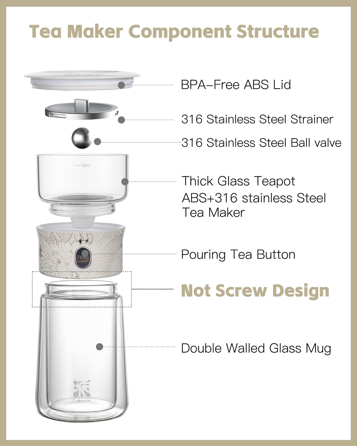 ZENS portable tea kit case ideal for travel and gifting.