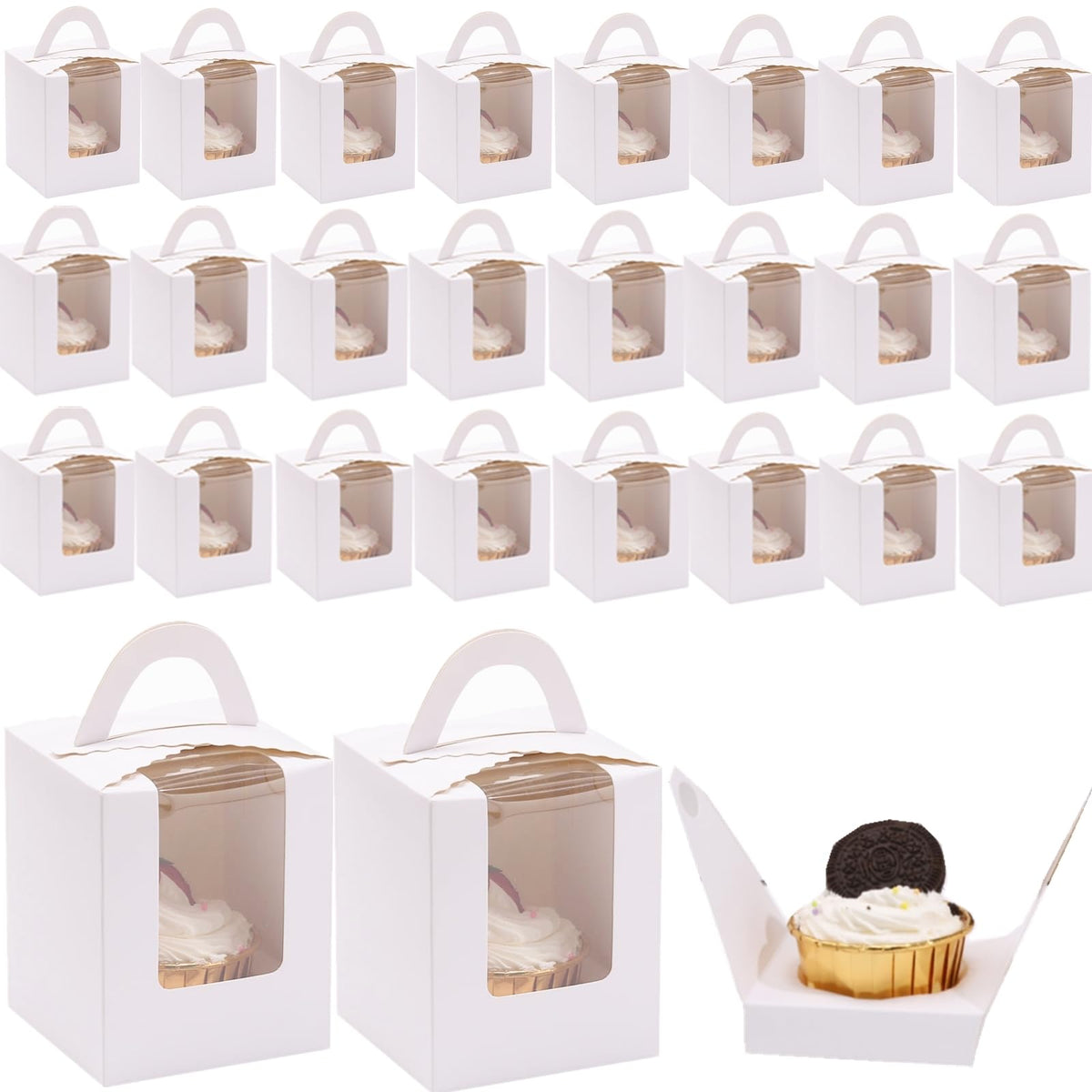 Zentriqlla cupcake box with window front showcases treats and protects from dust