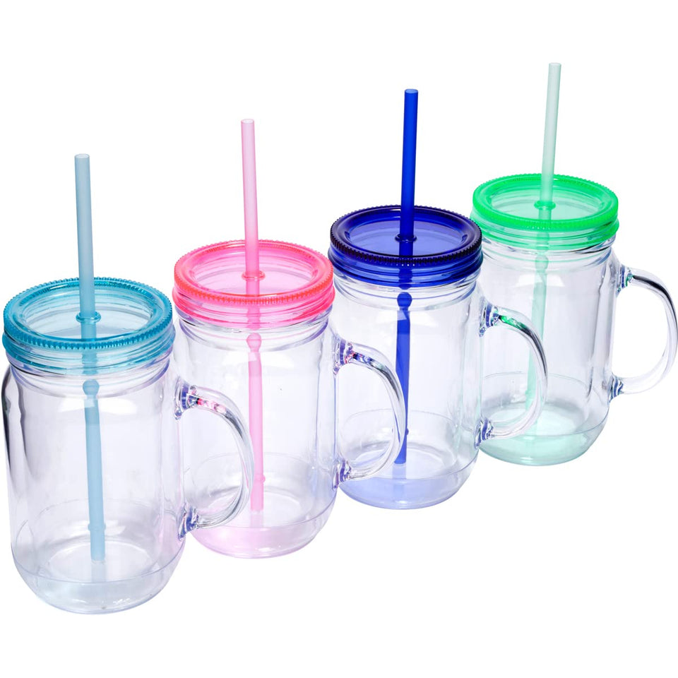 Zephyr Canyon 20oz insulated mason jar with handles closeup for comfortable grip.
