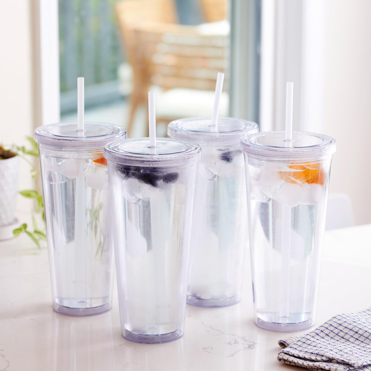 Zephyr Canyon 24oz tumbler lid open for easy refills.
