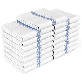 Zeppoli Classic dish towels in blue bulk pack for everyday kitchen drying.