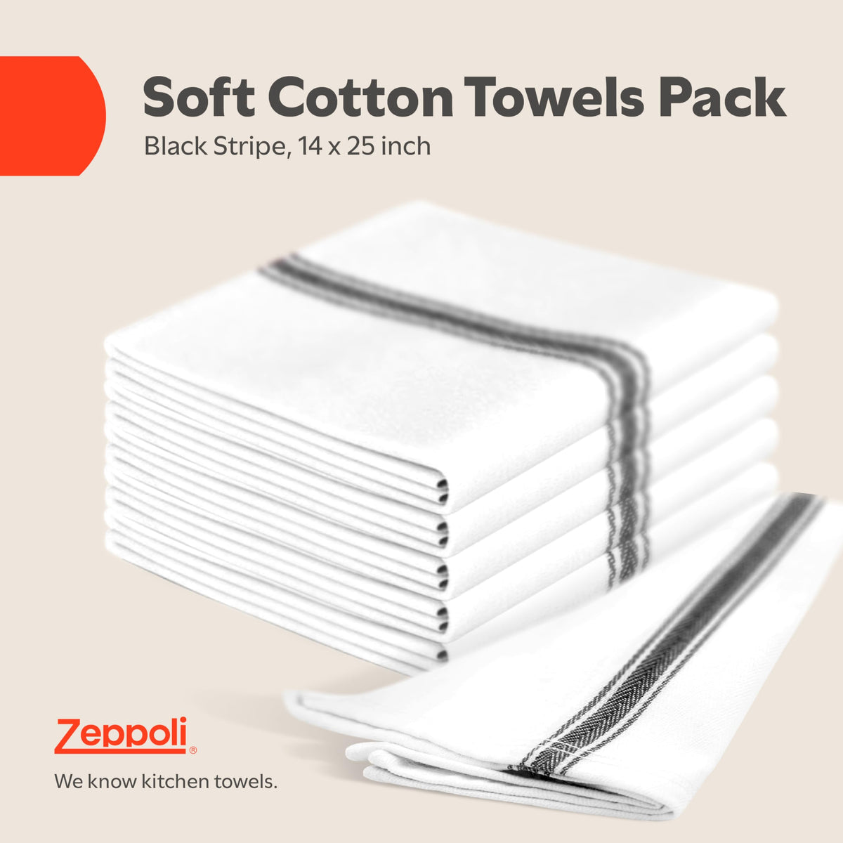 Zeppoli Classic Towels 14x25-inch flat lay for drying dishes.