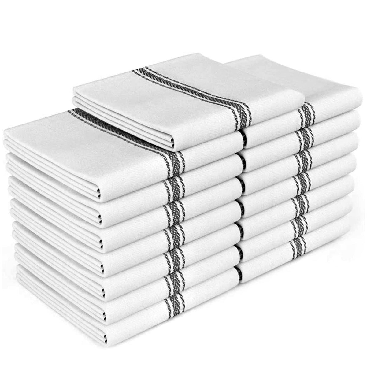 Zeppoli Classic Towels stacked in a 15-pack for daily kitchen tasks.