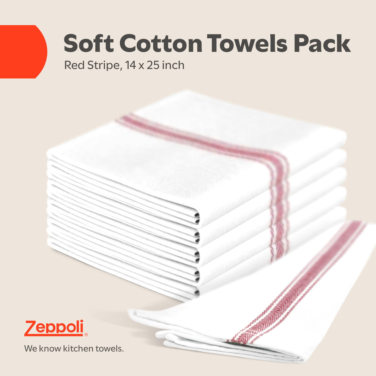 Zeppoli Classic towels absorbent fabric ideal for quick spill cleanup and drying.