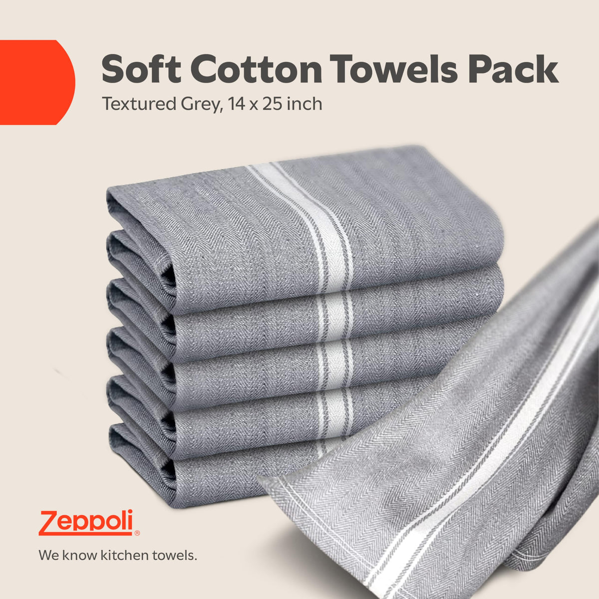 Zeppoli Classic towels folded neatly for easy access in the kitchen