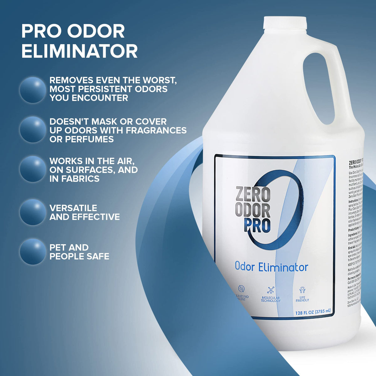 Zero Odor gallon jug in box demonstrates convenient storage and shipping.