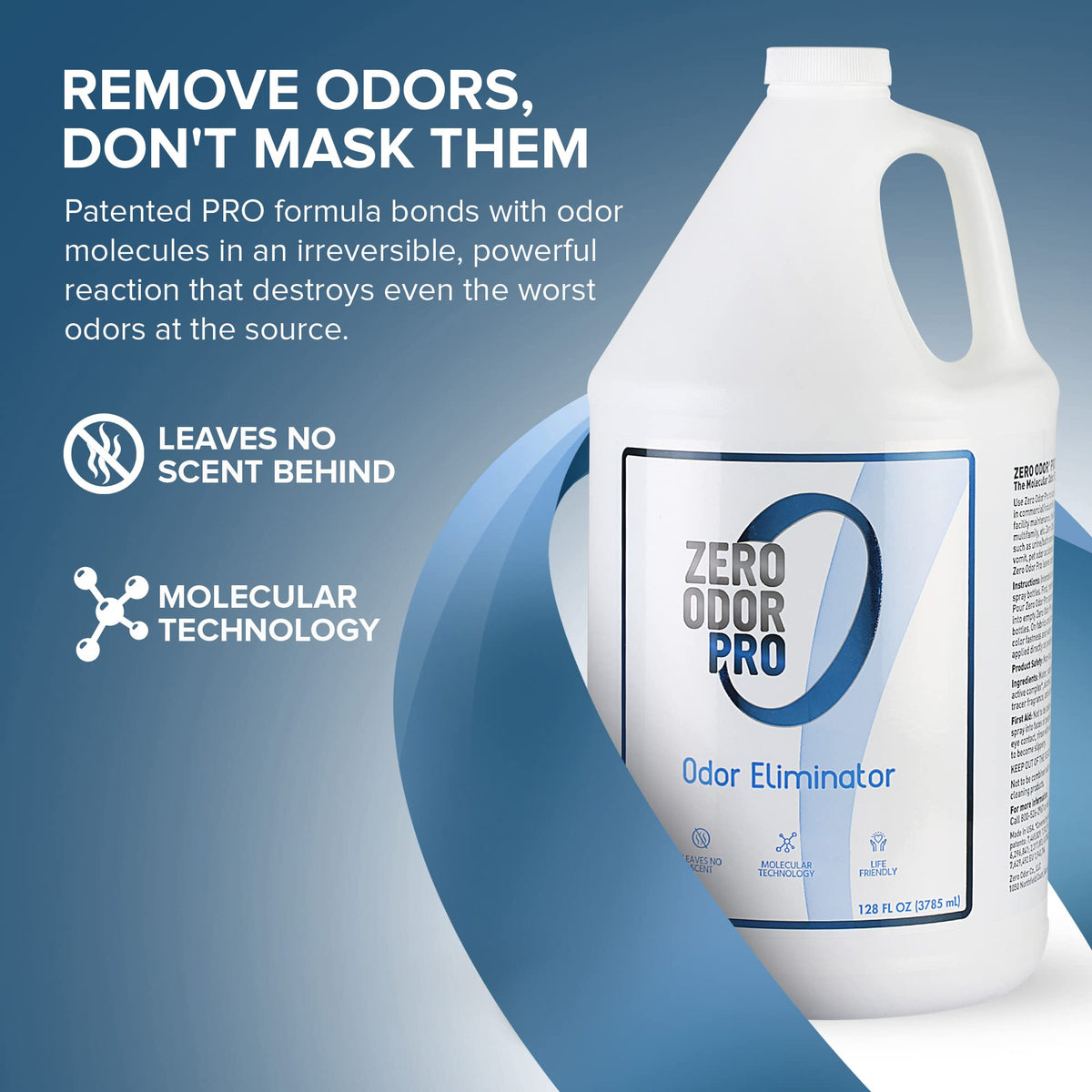Zero Odor one gallon refill bottle for continuous odor elimination in commercial settings.