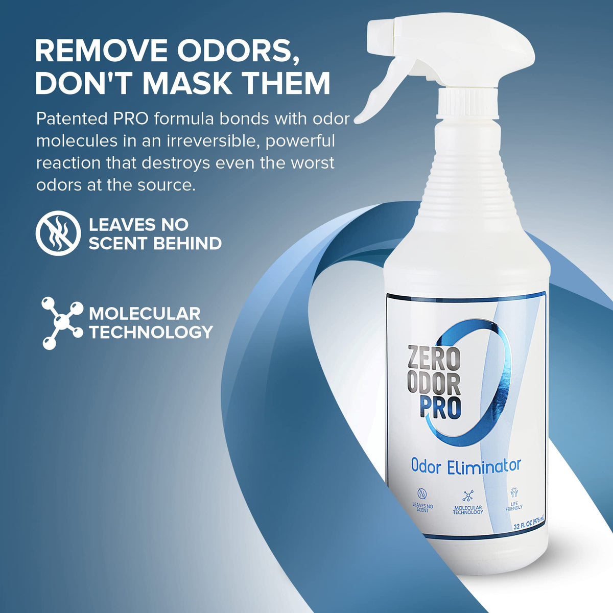 Zero Odor PRO nozzle in action ready to spray away lingering smells.