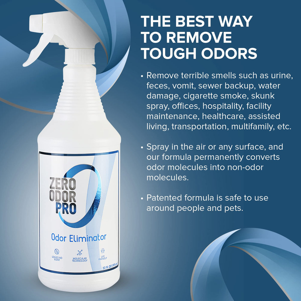 Zero Odor PRO label detail showcases product name and key usage guidance.