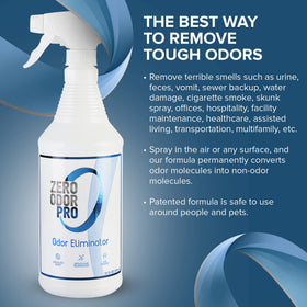 Zero Odor PRO label detail showcases product name and key usage guidance.