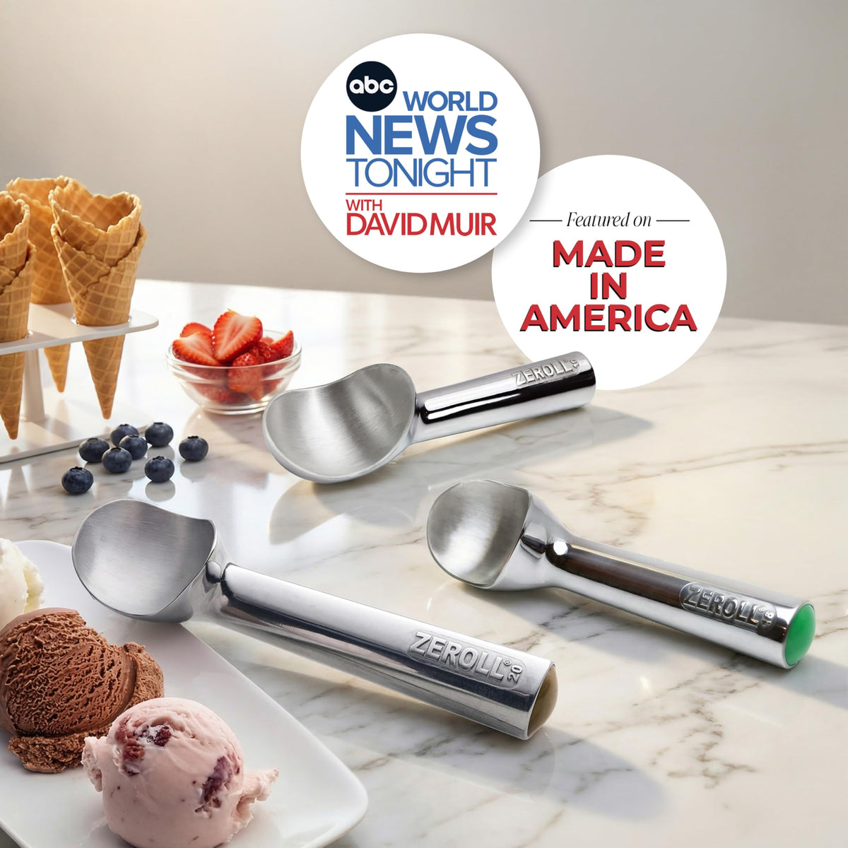 Zeroll heat-conductive liquid in the handle enables smooth scooping.