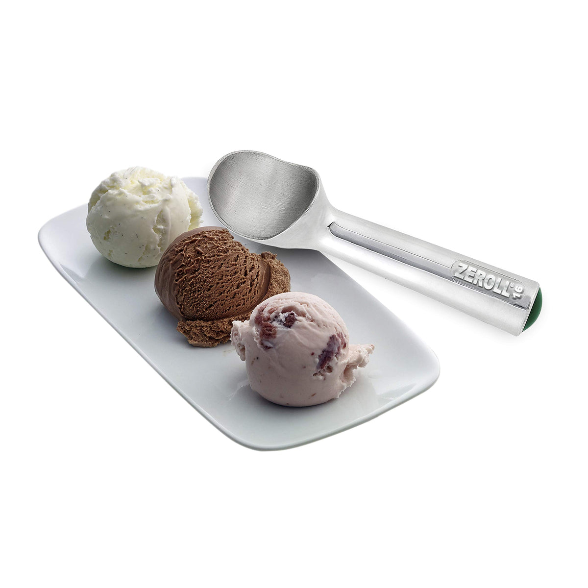 Ergonomic handle accommodates right- and left-handed users for comfort.