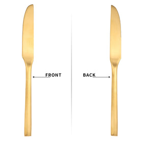 Zerophilo dining setup with matte gold flatware enhances table aesthetics