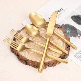 Zerophilo matte gold flatware is dishwasher safe for easy cleanup