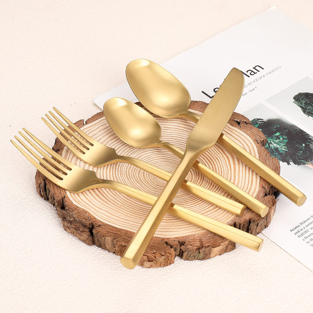 Close-up of Zerophilo hexagon-handle flatware showcasing modern design and grip