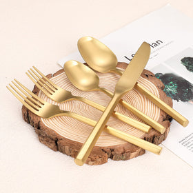 Close-up of Zerophilo hexagon-handle flatware showcasing modern design and grip