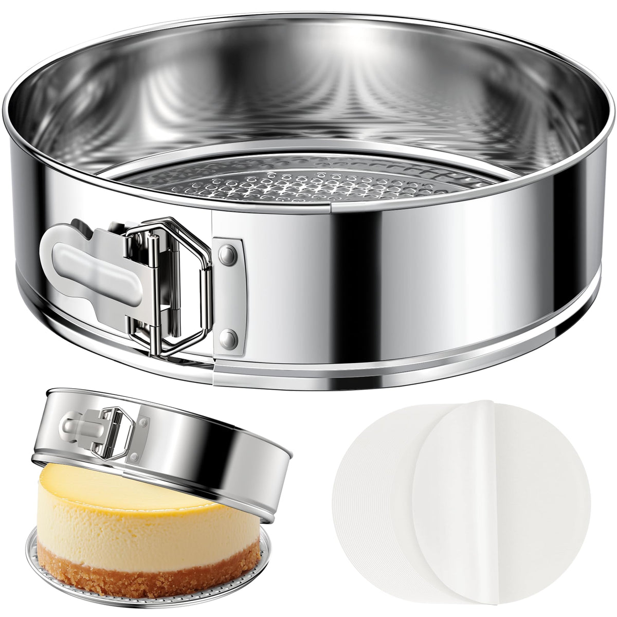 ZeroPone 10 inch springform pan with removable bottom for easy cake release