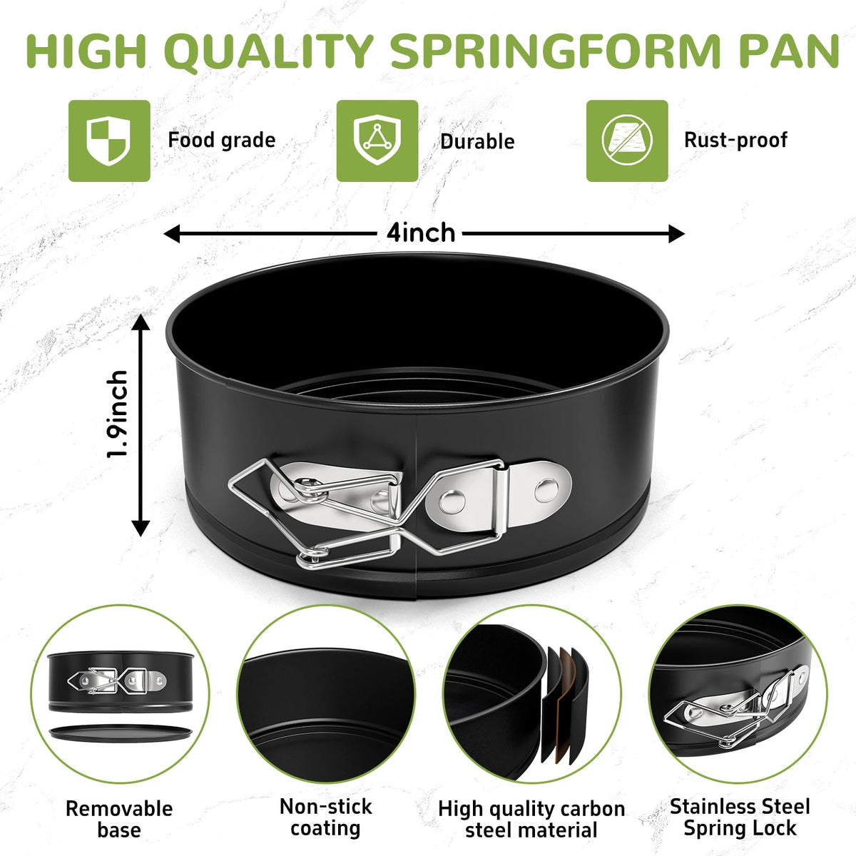 ZeroPone 4-inch pan with non-stick coating for clean release and quick cleanup.