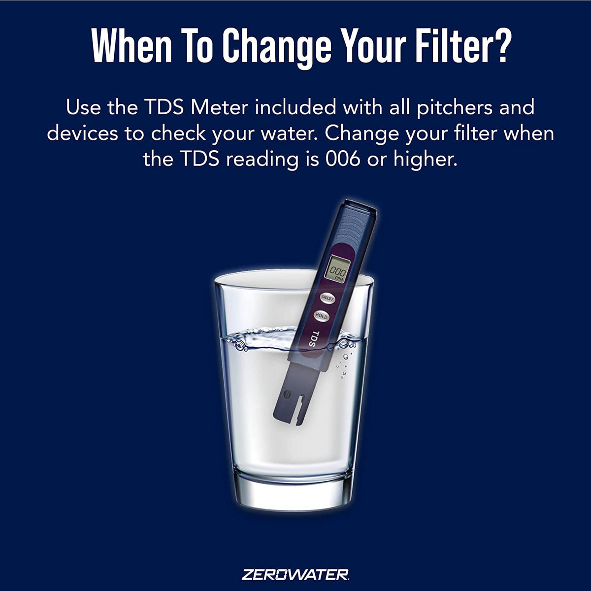 Easy replacement with ZeroWater ZR-004 for cleaner water in pitchers and dispensers