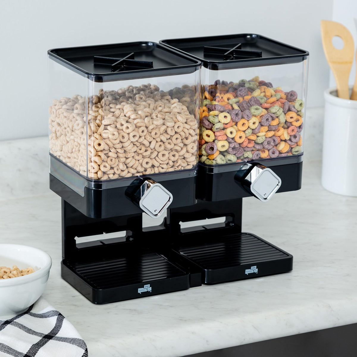 ZevrO dual control dispenser side view highlighting space saving design