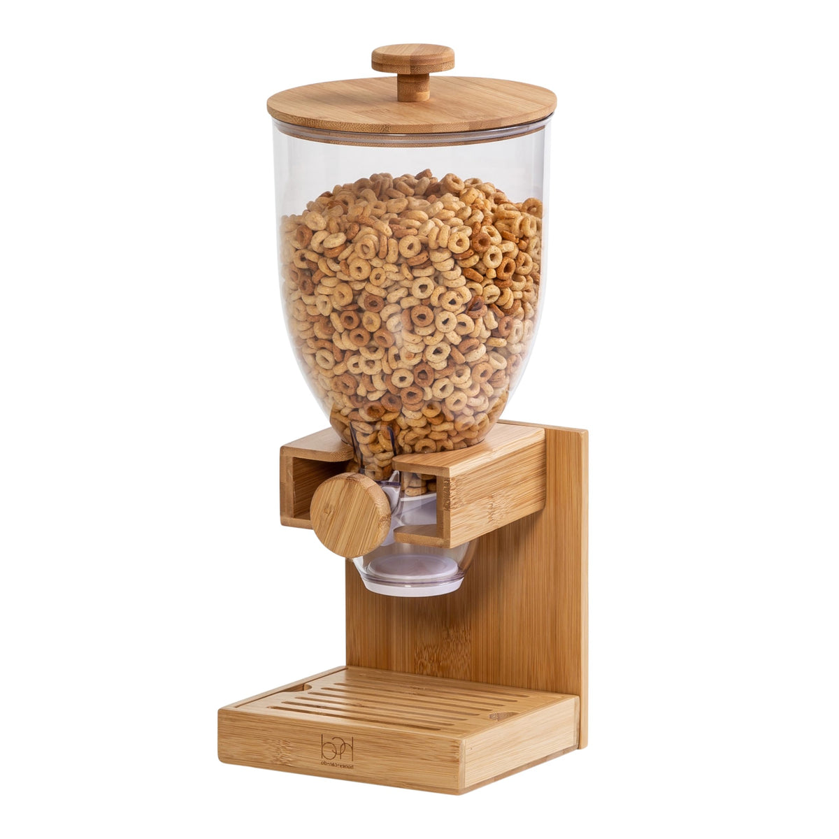 ZevrO Honey-Can-Do cereal dispenser close-up with bamboo lid preserves freshness