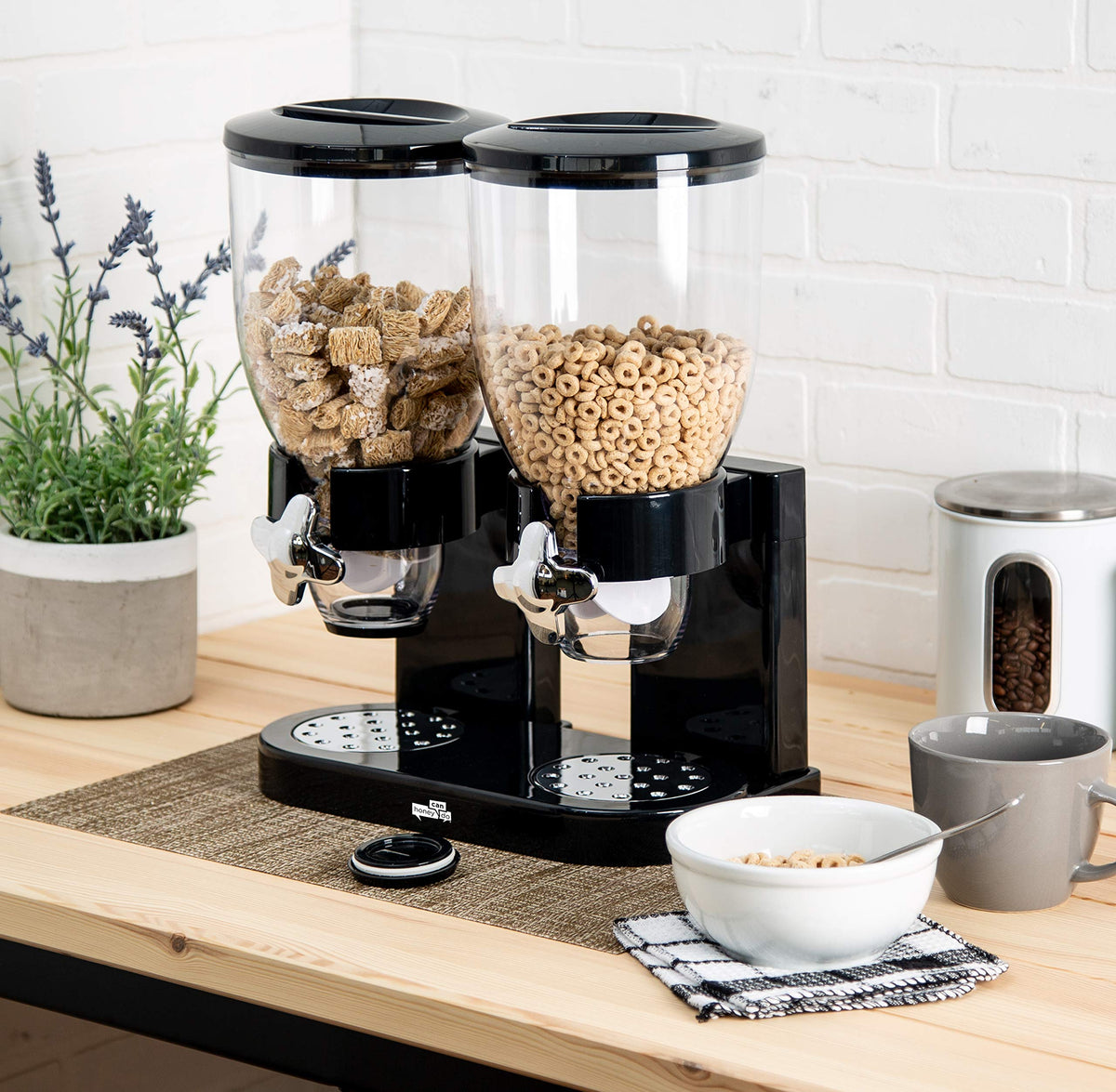 ZevrO dual canisters support cereal, nuts, and snacks storage