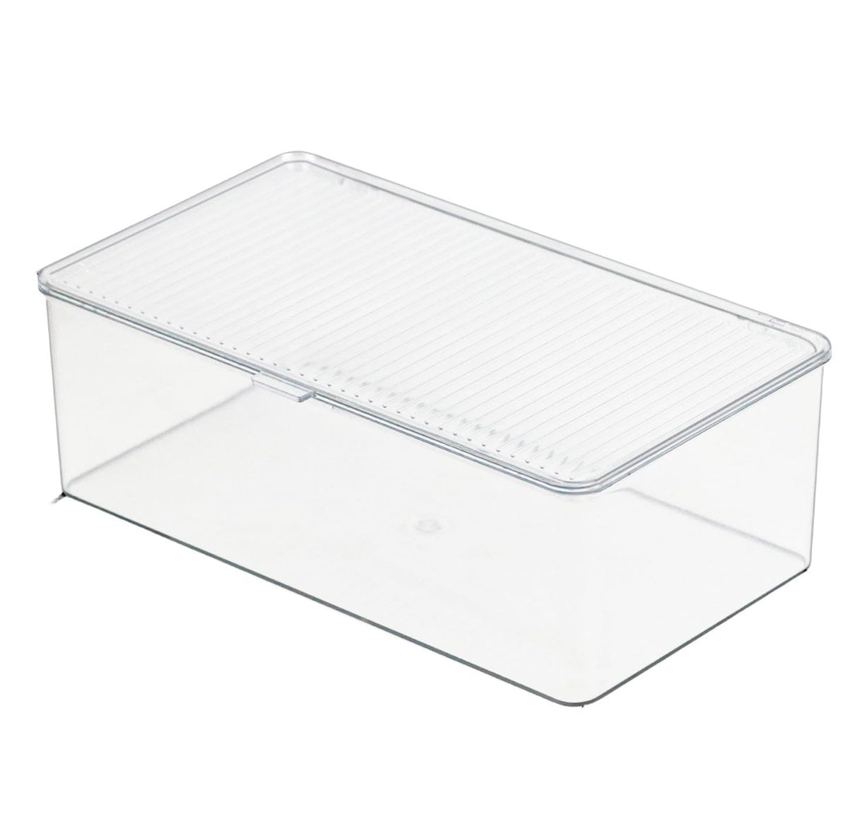 ZEXALOR clear bin with lid for pantry organization and easy access.
