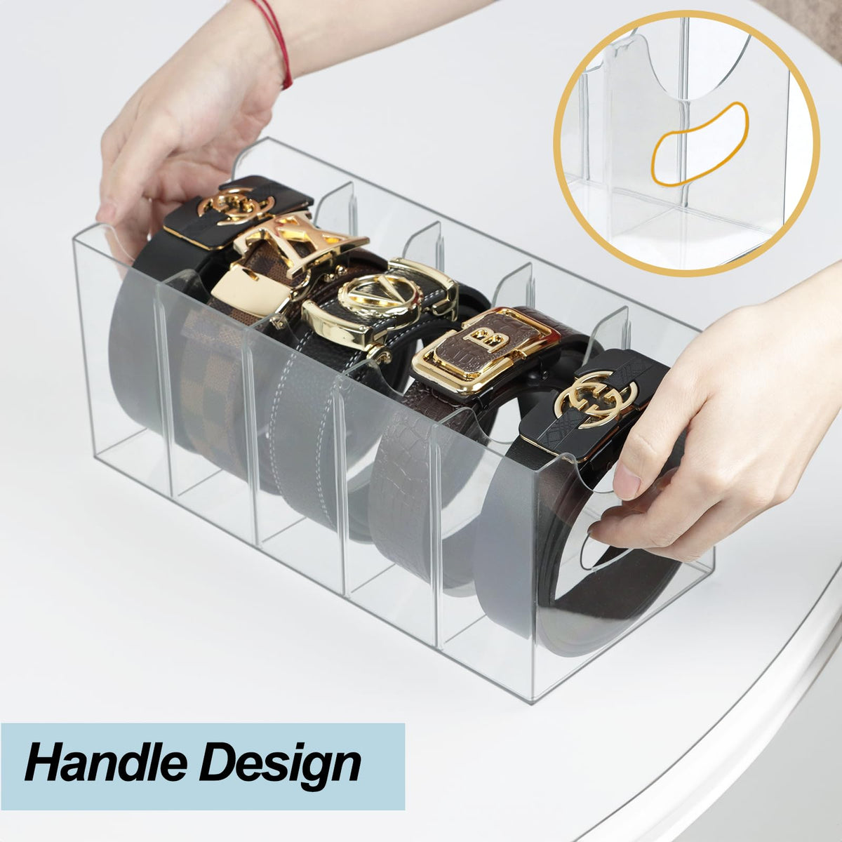 ZEXALOR clear display case for quick belt selection in a closet