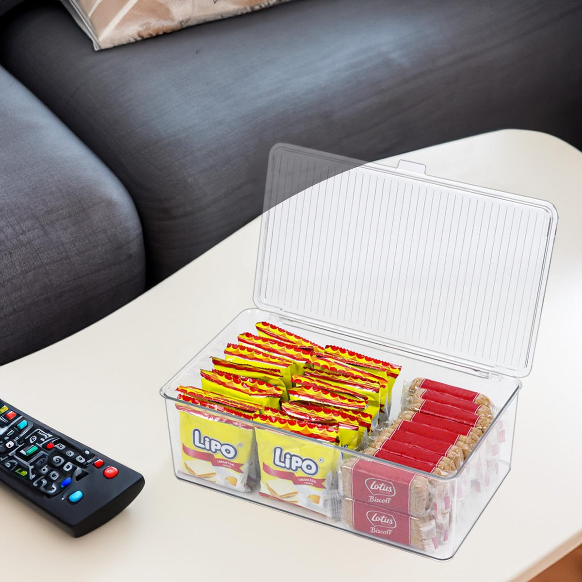 ZEXALOR portable stackable bin for desk or dresser organization.