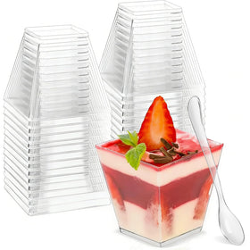 Zezzxu 2oz clear dessert cups shown for event portions and presentation