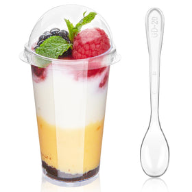 Zezzxu 3oz mini dessert cups with lids and spoons for individual servings at events